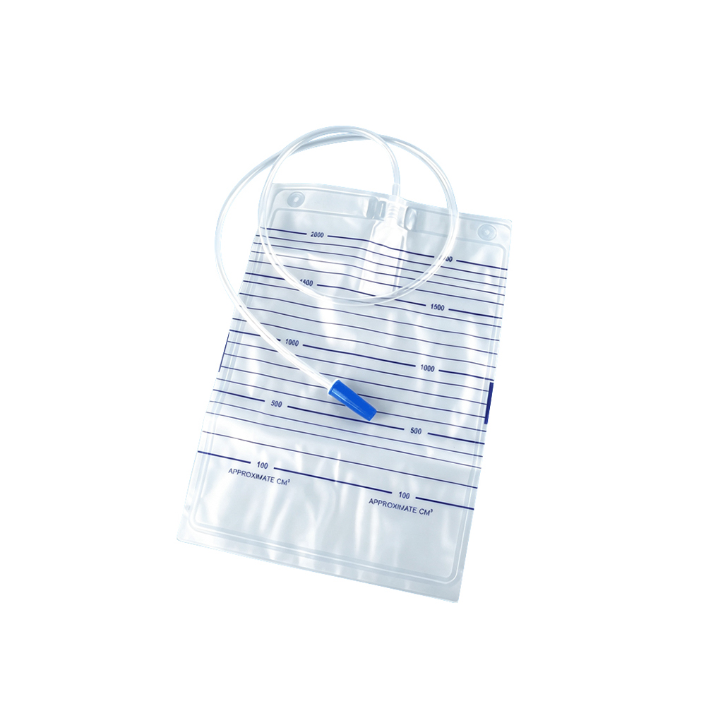 1000ml/1500ml/2000ml Sterilné možnosti Netoxické PVC vrecko na moč bez ventilu lekárskej kvality