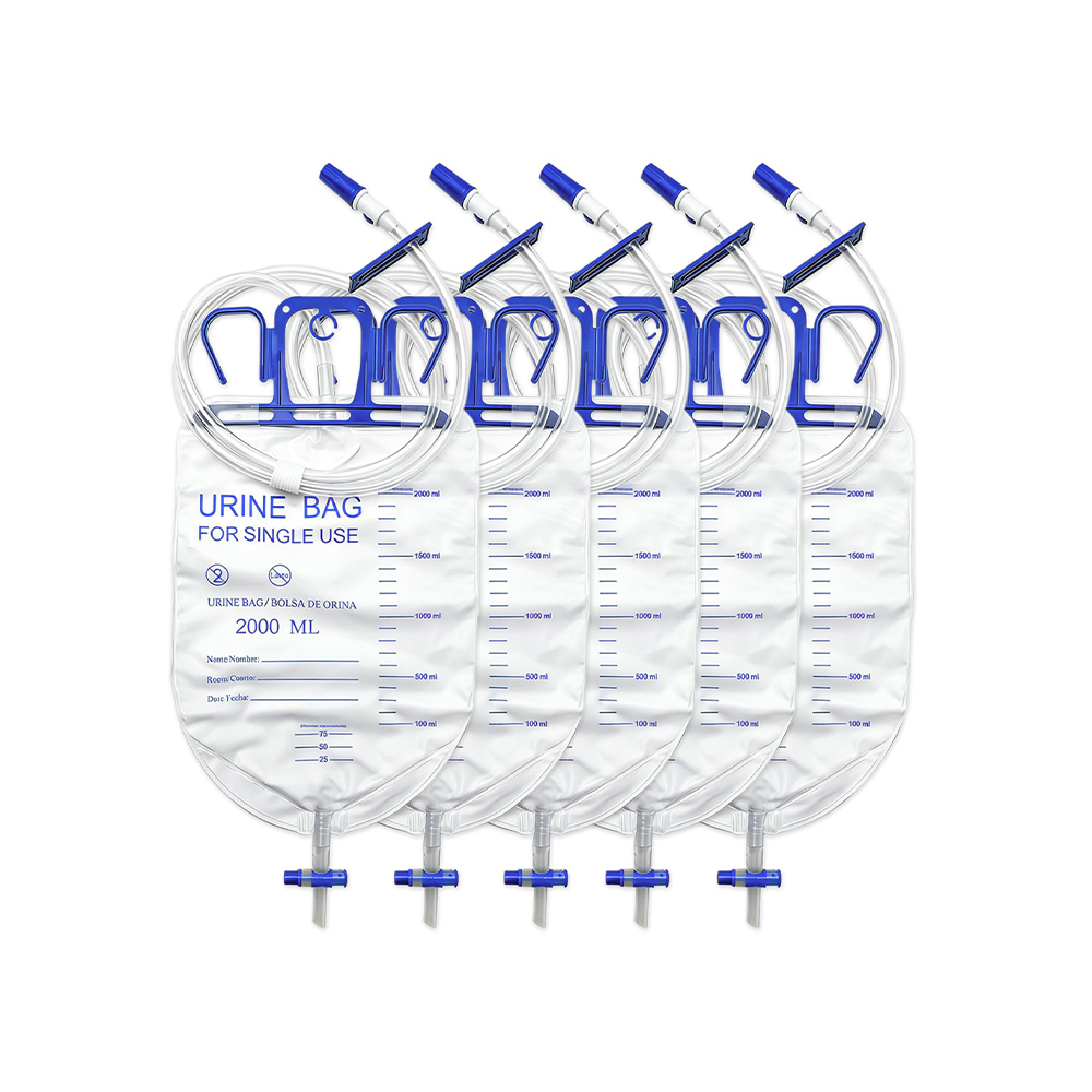 Luxusné 2000 ml antirefluxné vrecko na odvod moču bez latexu s 10 mm extra širokou hadičkou